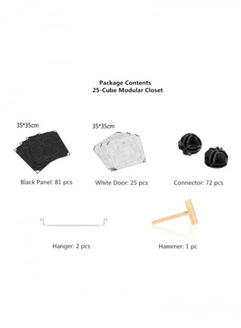 25-Modular Detachable Closet Black/White 183x47x183cm
