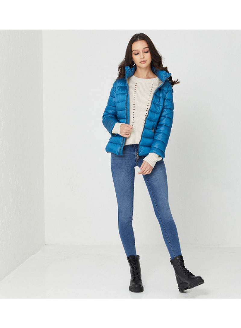 Quilted Hooded Jacket Blue