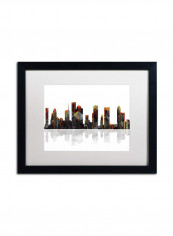 Houston Texas Skyline Framed Wall Art Multicolour 16 x 20inch
