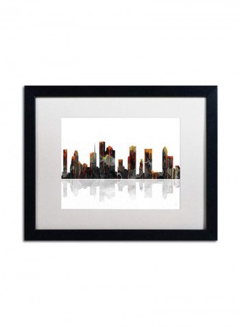 Houston Texas Skyline Framed Wall Art Multicolour 16 x 20inch