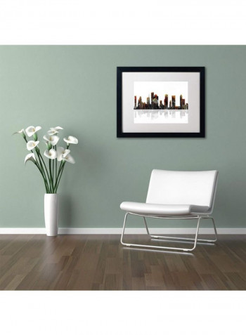 Houston Texas Skyline Framed Wall Art Multicolour 16 x 20inch