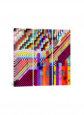 3-Piece Pixelized Canvas Painting Set Multicolour 150x150x3.5centimeter