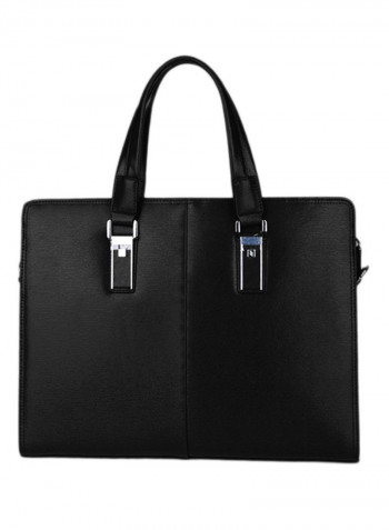 Leather Messenger Bag Black