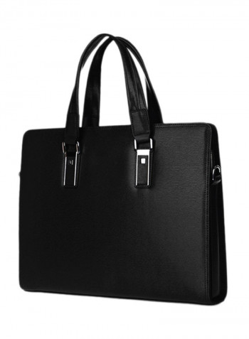 Leather Messenger Bag Black