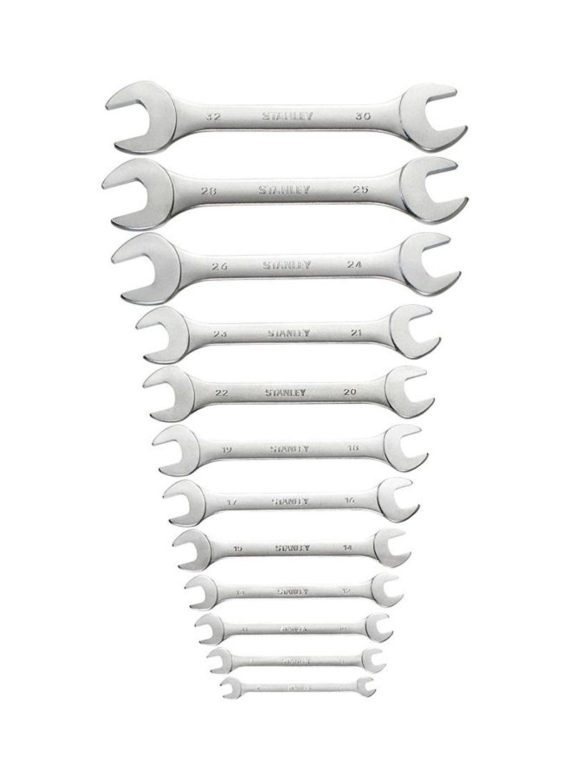 Open End Wrench Set 12Pcs Metric 6 to 32mm 1-95-770 FatMax Stanley Silver 30x32millimeter