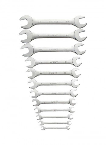 Open End Wrench Set 12Pcs Metric 6 to 32mm 1-95-770 FatMax Stanley Silver 30x32millimeter