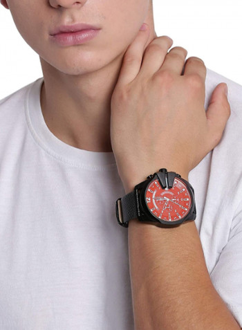 Men's Leather Band Chronograph Watch DZ4323