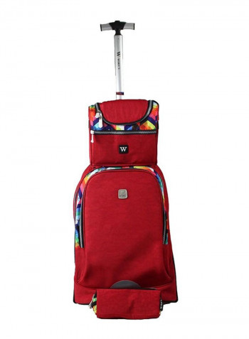 3-Piece Kids School Trolley Backpack Set Fits 20 Inches Red/Blue/Green