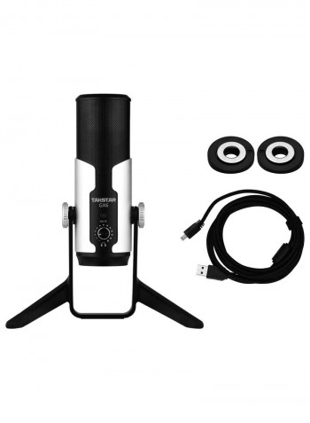 USB Desktop Stereo Digital Condenser Mic with Shock Mount TAKSTAR GX6  Silver