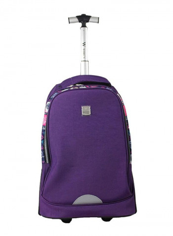 3-Piece Kids School Trolley Backpack Set Fits 20 Inches Purple/Pink/White