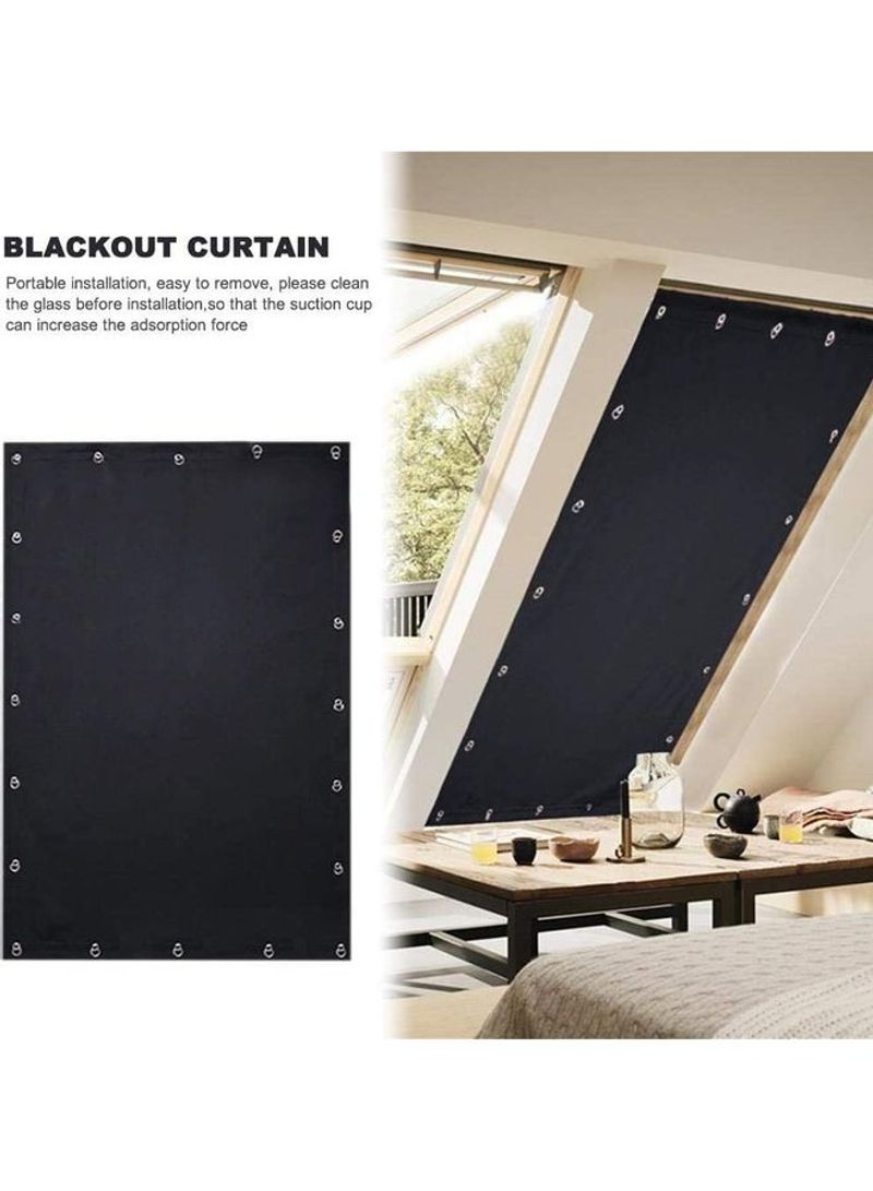Blackout Blind Curtains with Suction Cups Shading Reflecting Heat Insulation Black 198 x 130cm