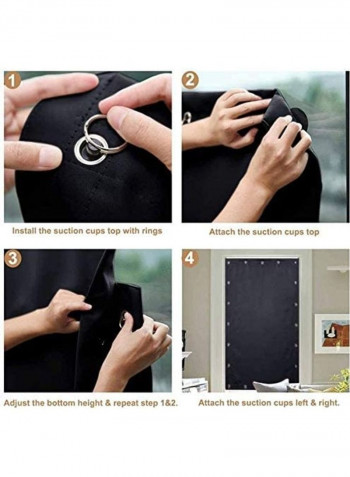 Blackout Blind Curtains with Suction Cups Shading Reflecting Heat Insulation Black 198 x 130cm