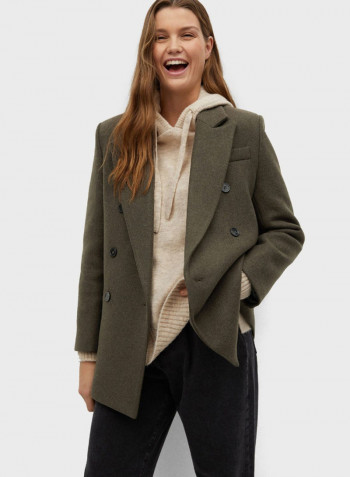 Double Breasted Coat Khaki Green