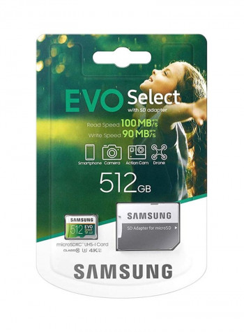 EVO Select Memory Card With Adapter 512GB Green/Grey/White