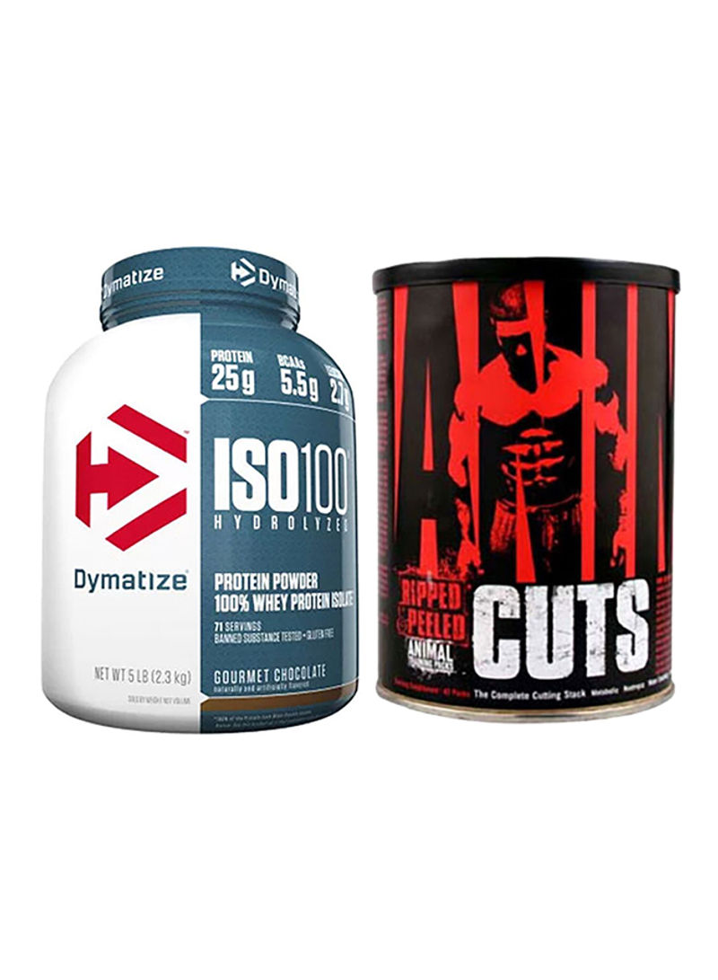 Iso-100-0 Carb Whey Protein - Gourmet Chocolate and 42-Packets Animal Cuts Protein Powder Combo