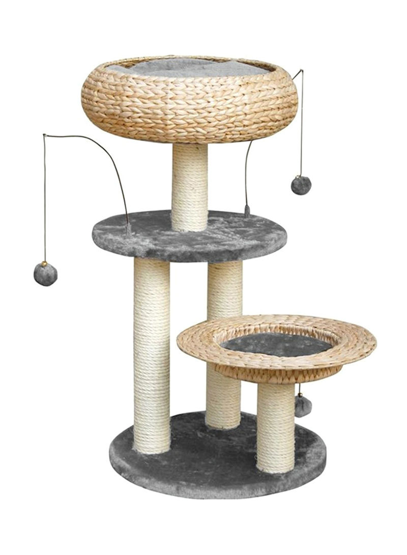 Lorenz Play Tower With Scratch Post Bed And Hanging Toy For Cat Beige/Grey/White