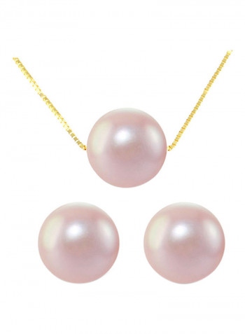 18 Karat Solid Yellow Gold With 8 mm Pearl Jewellery Set