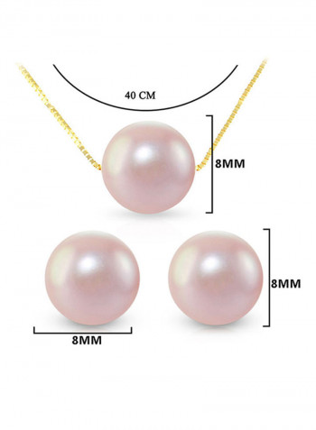 18 Karat Solid Yellow Gold With 8 mm Pearl Jewellery Set