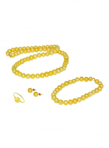 10 Karat Gold Pearl Strand Jewelry Set