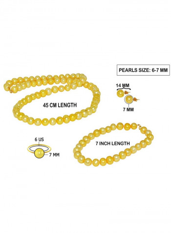 10 Karat Gold Pearl Strand Jewelry Set