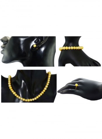 10 Karat Gold Pearl Strand Jewelry Set
