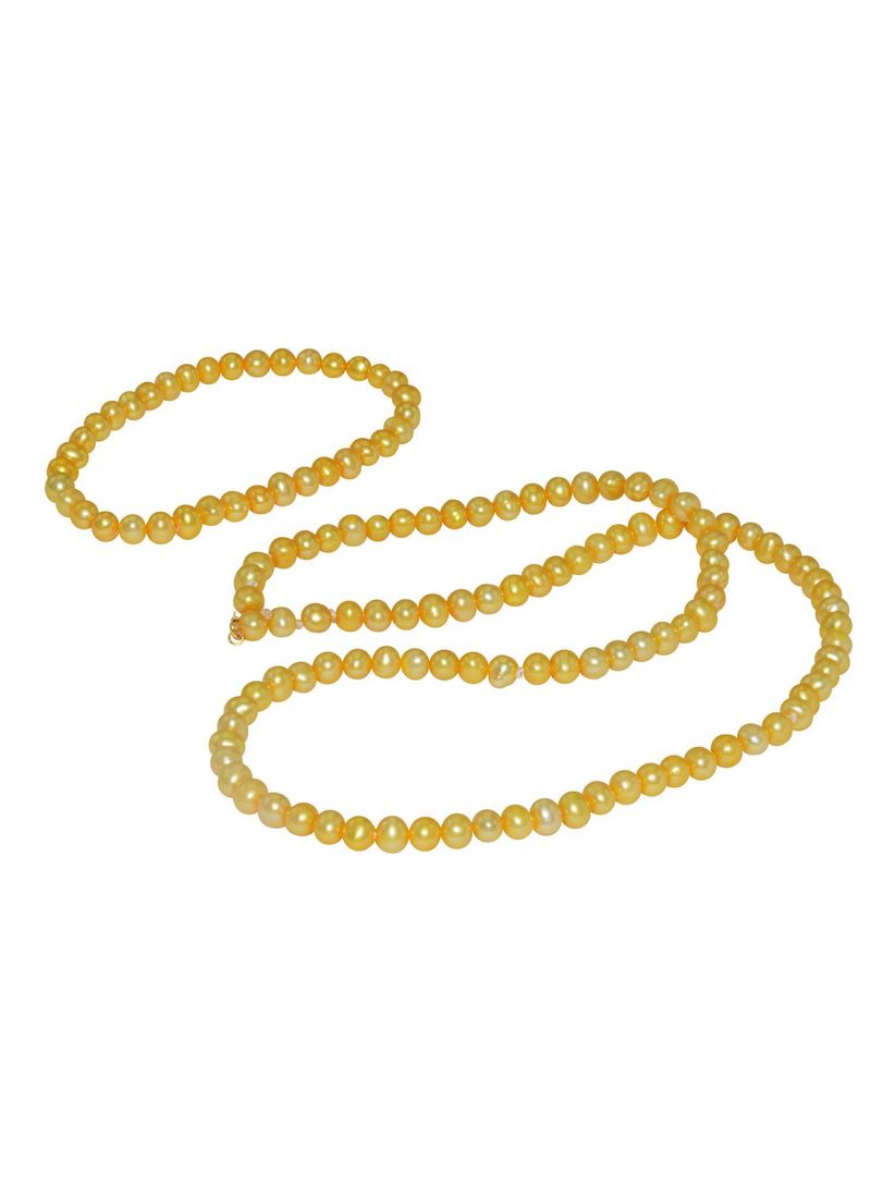 18K Gold Pearl Strand Necklace With Bracelet