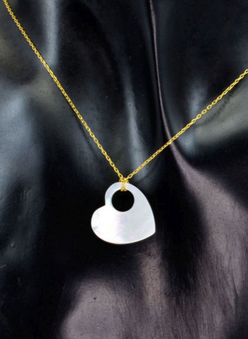 18K Golden Heart Mother Of Pearl Necklace