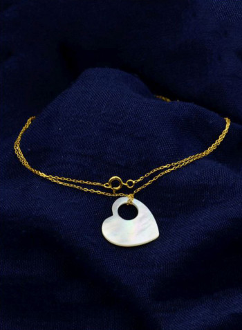 18K Golden Heart Mother Of Pearl Necklace