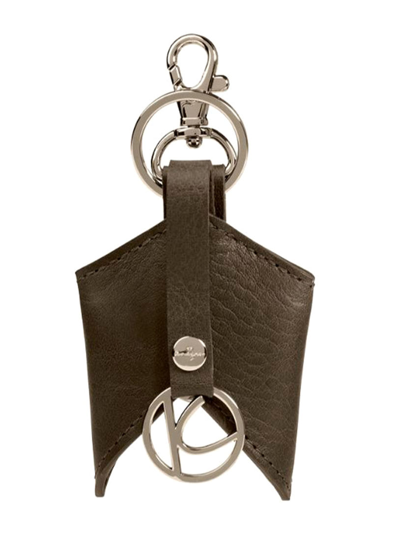 Ascot Leather Keyfob Dark Olive/Silver