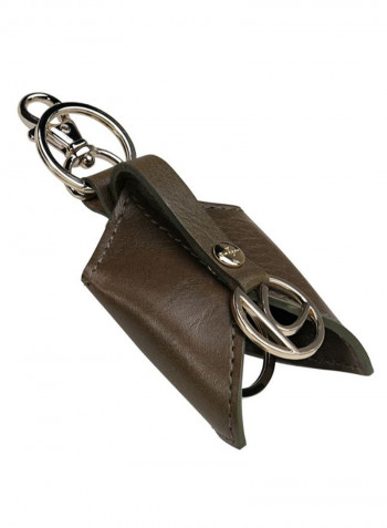 Ascot Leather Keyfob Dark Olive/Silver