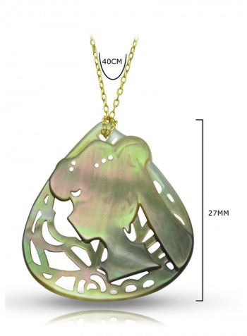 18 Karat Gold Lady Face Drop Shape Mother Of Pearl Pendant Necklace