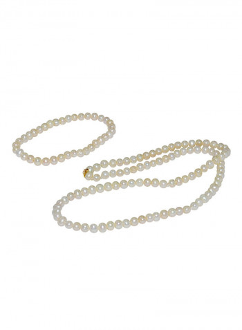 18K Gold White Pearl Jewellery Set