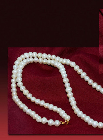 18K Gold White Pearl Jewellery Set