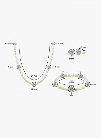 18K Gradual Crystal Balls And Pearls Strand Jewellery Set