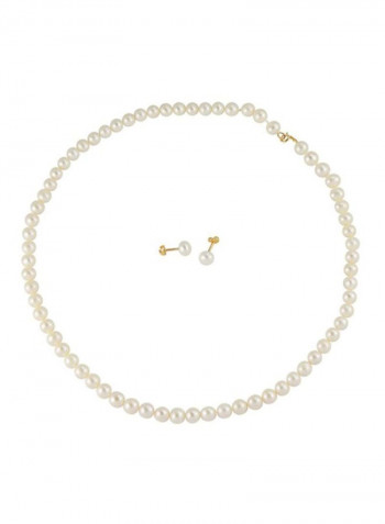 3-Piece 18 Karat Gold Pearl Classic Strung Jewellery Set