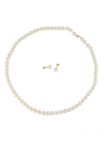 3-Piece 18 Karat Gold Pearl Classic Strung Jewellery Set