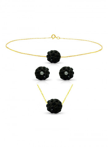 10 Karat Solid Yellow Gold Simple 10 mm Crystal Ball Jewellery Set