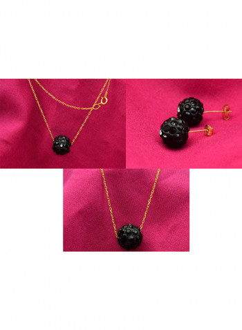 10 Karat Solid Yellow Gold Simple 10 mm Crystal Ball Jewellery Set