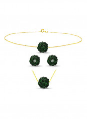 10 Karat Solid Yellow Gold Simple 10 mm Crystal Ball Jewellery Set
