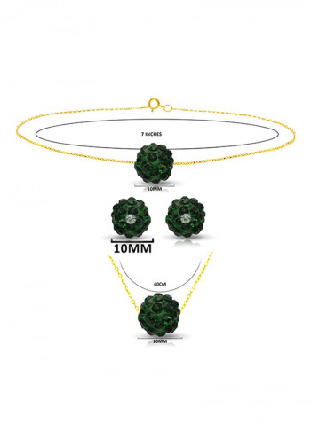 10 Karat Solid Yellow Gold Simple 10 mm Crystal Ball Jewellery Set