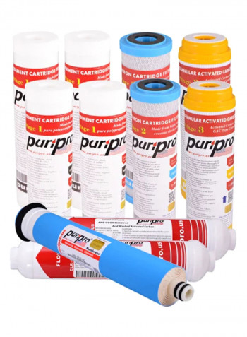 11-Piece Sediment Cartridge Water Filter Set Multicolour 10 x 2.5inch