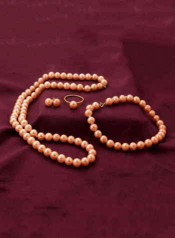 10 Karat Gold Pearl Strand 4 Piece Jewellery Set