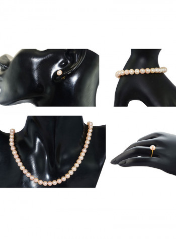 10 Karat Gold Pearl Strand 4 Piece Jewellery Set