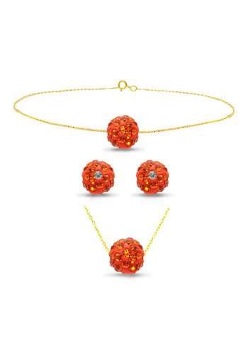 10 Karat Solid Yellow Gold Simple 10 mm Crystal Ball Jewellery Set
