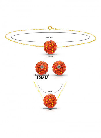 10 Karat Solid Yellow Gold Simple 10 mm Crystal Ball Jewellery Set