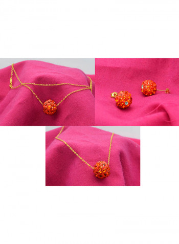 10 Karat Solid Yellow Gold Simple 10 mm Crystal Ball Jewellery Set