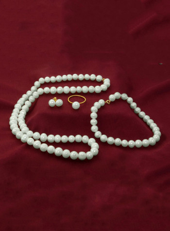 10 Karat Gold Pearl Strand 4 Piece Jewellery Set