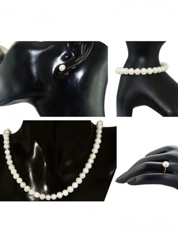 10 Karat Gold Pearl Strand 4 Piece Jewellery Set