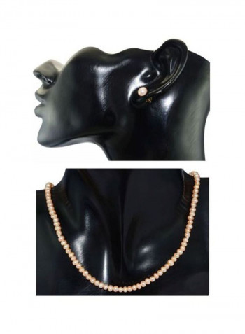 3-Piece 18 Karat Gold Pearl Necklace And Earring Jewellery Set