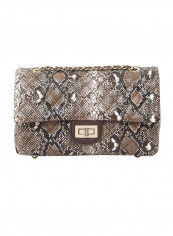 Alps Quilted Flap Crossbody Brown Snake